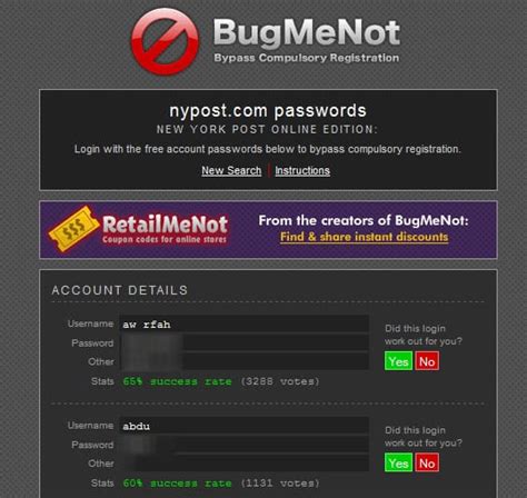 BugMeNot: find and share logins : r/InternetIsBeautiful .